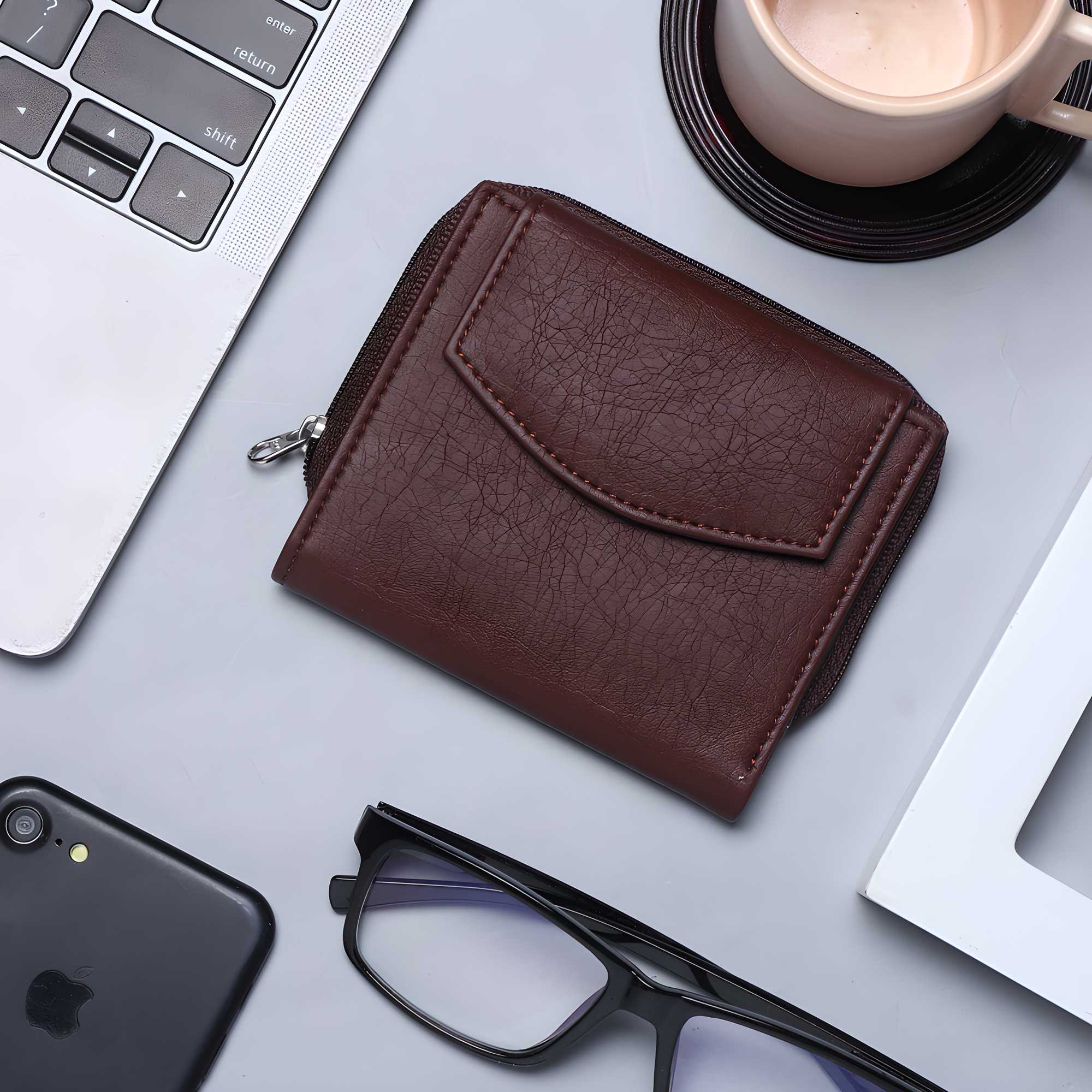 SAMTROH Girls Travel, Trendy Brown Artificial Leather Wallet (6 Card Slots)